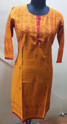 Designer Silk hand Block Printed Kurti by Havva Fashion