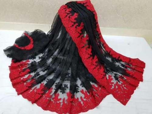 Net embroidery saree