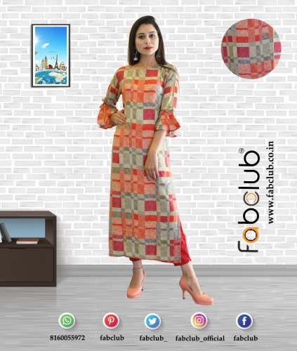 Fabclub Ladies Heavy Rayon Designer Kurtis by FabClub