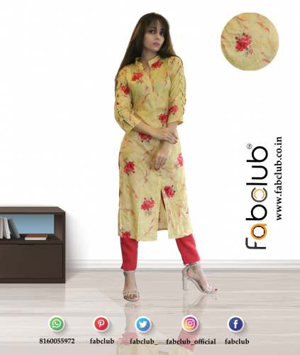 Fabclub Straight Printed Ladies Cotton Kurtis