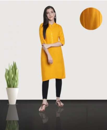 FBKR0027_YLW' Rayon Kurti by FabClub