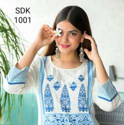 Cotton Flex A Line kurti with Panel Print 