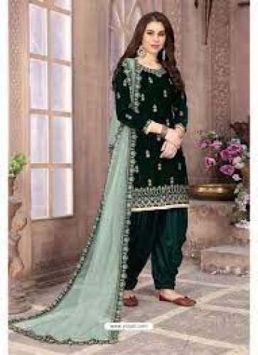 Dark Green Embroidered Salwar Suit  by Shubham fashions