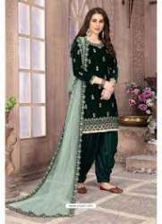 Dark Green Embroidered Salwar Suit 