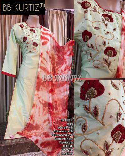 Designer Hand Embroidered Party wear Kurti