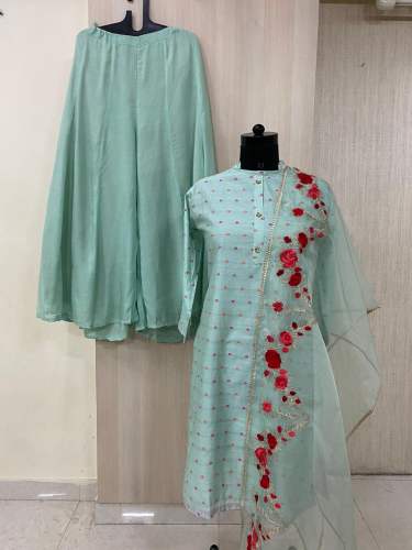 Designer Palazzo Kurti with organza Duppata