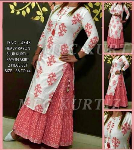 Elegant Rayon Kurti with Skirt