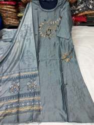 muslin kurti with printed fancy  cotton dupatta.