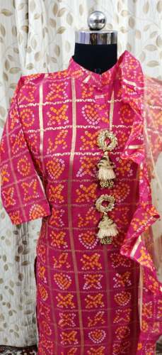 Stylish Bandhani Kurti with Duppata