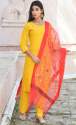 Stylish Plain Yellow kurti with Duppata thumb 2