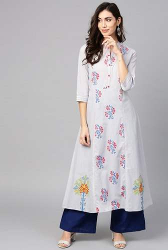 Fancy Block Printed A-Line Kurti