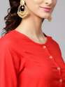 Red Solid A-Line Kurti thumb 3