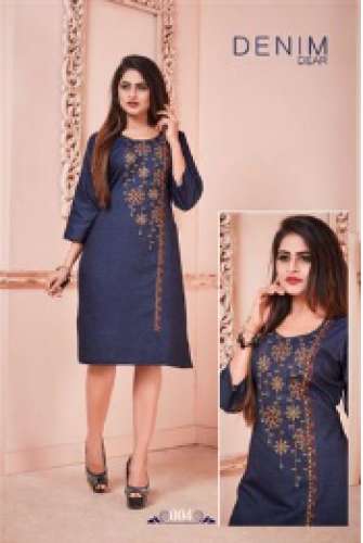 Embroidery Denim Kurtis  by Wholesale Mantra