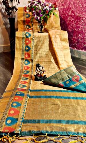 crystal jari checks saree  by Maithili Creation