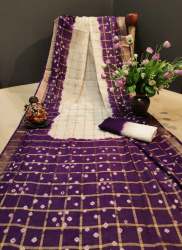 White bandhej saree for women