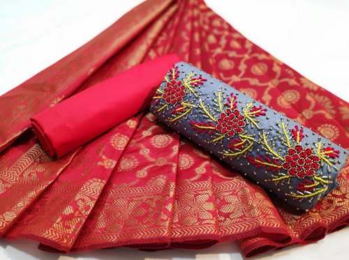 cotton with khatli work Unstitched dress by Mahamantra Fashion