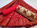 cotton with khatli work Unstitched dress thumb 1