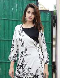 Black and White Long Double Layer Kurti