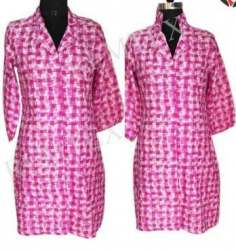 Coat Collar Kurti In Cotton Slub And Cambric