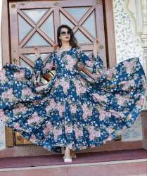 Deep Neck Floral Length kurti