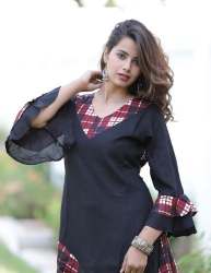 Double Layer Designer Checks Kurti