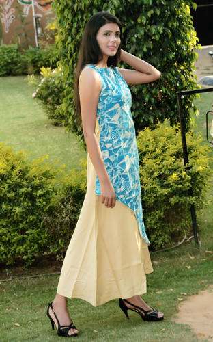 Buy SDC Collections Attached Double Layer fine Georgette Kurti with Heavy  Swarovski Work02 SDC058044 at Amazonin