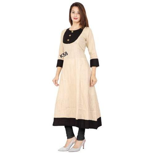 Rainbow Slub Long Flare Kurti