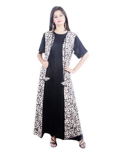 Rayon Print Long Kurti With Shrug by D To D Lifestyle