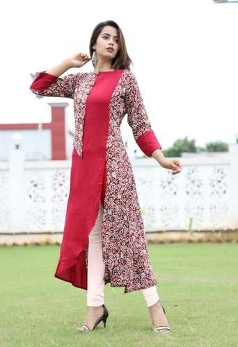 Three Cut Rayon Printed Designer Kurti