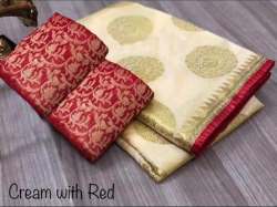 Chanderi saree with gold print 