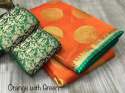 Chanderi saree with gold print  thumb 4