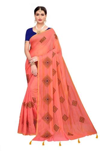 Chanderi silk saree with embroidery work