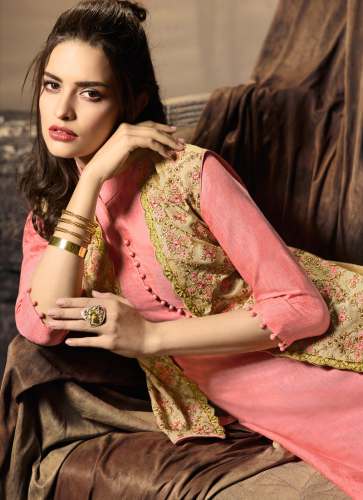 linen peach colour kurti - Maisha-7902 by Suryavansi