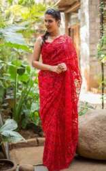 DF 3091 SOFT NET RED DESIGNER PARTY WEAR SAREES