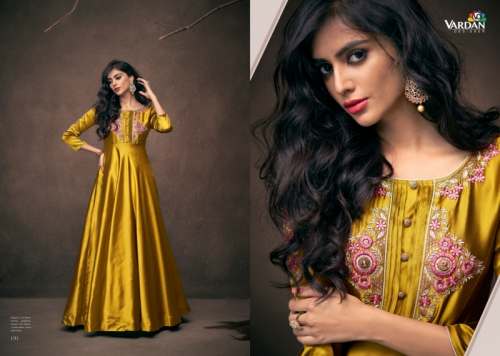 Embroidered Satin Gown