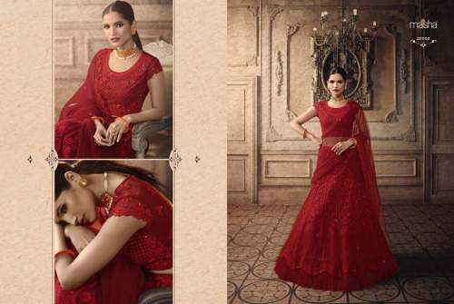 Fancy red party wear lehenga choli