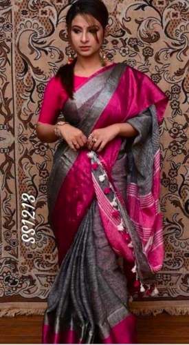 bhagalpuri pure linen saree