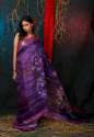 digital print linen saree