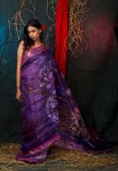 digital print linen saree