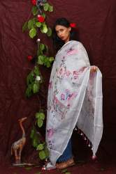 digital printed white dupatta