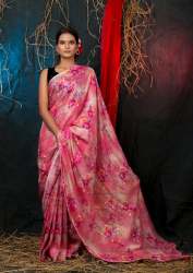 fancy printed bhagalpuri linen saree