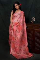 linen printed saree