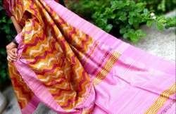 pink tussar silk saree