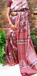 Pure tasar ghiccha silk Digital printed saree