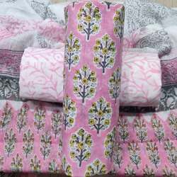 Block Printed Cotton Suit with Chiffon Dupatta