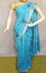 Designer Sky Blue Linen saree