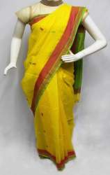 Designer Yellow linen Cotton saree