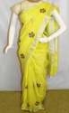 Fancy Yellow Linen Cotton saree