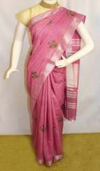 Stylish Light Pink Linen Cotton Saree