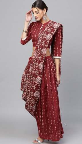 Designer Ready Made Saree in Plazo Style 